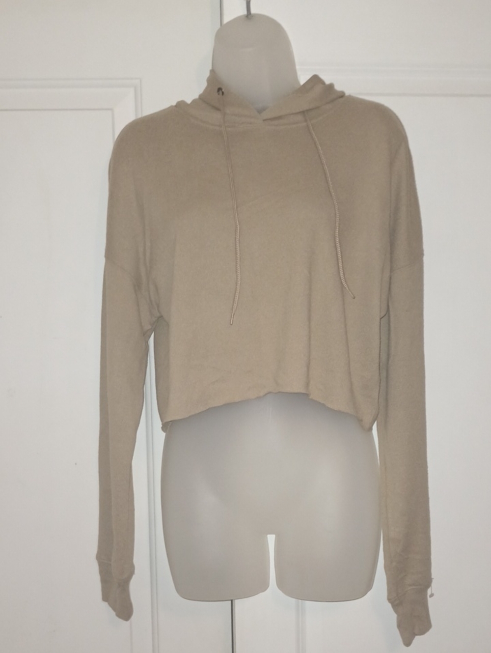 Fashion Nova Cropped Hoodie in Beige Taupe
